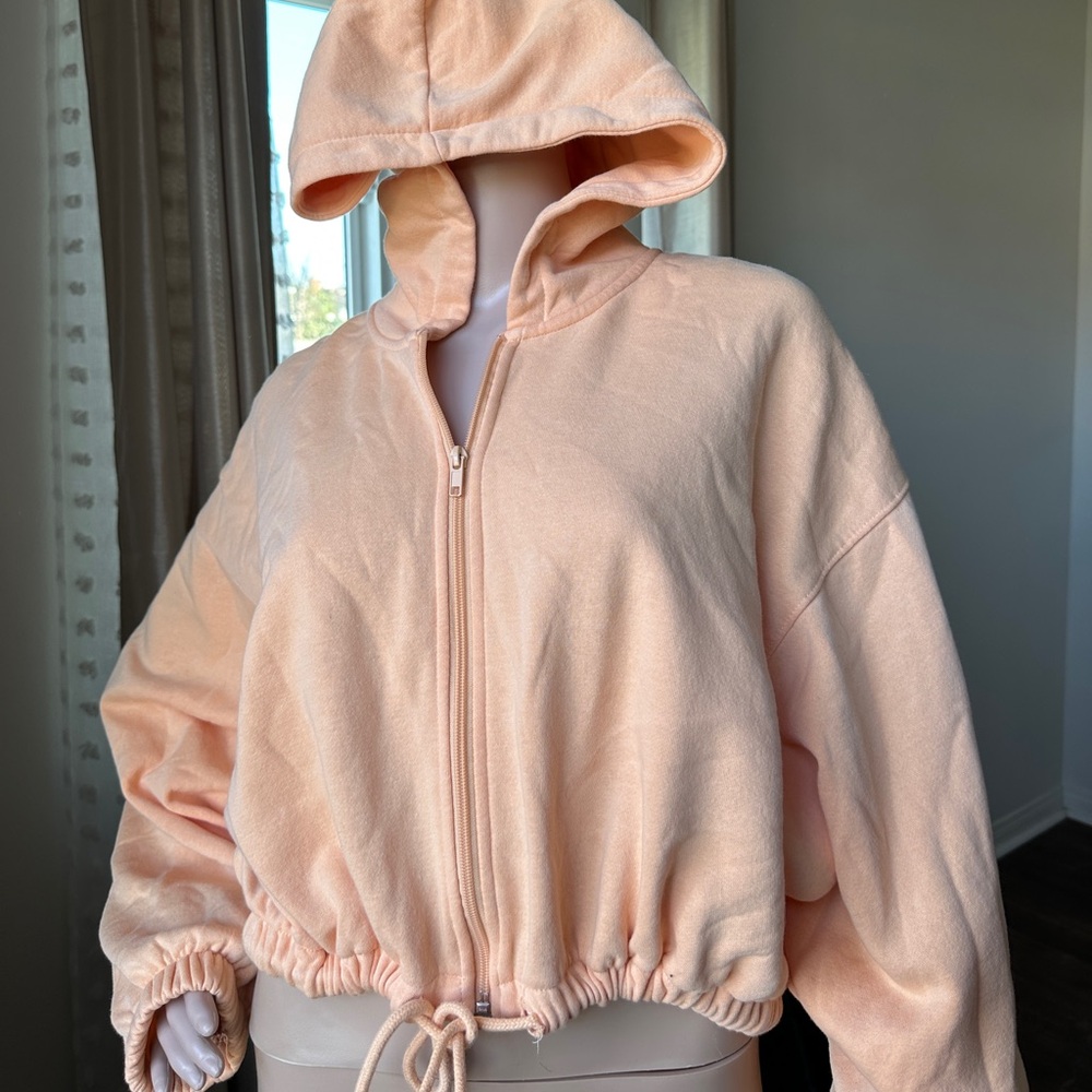 H&M Pastel Orange Zipper Hoodie
 - Size M